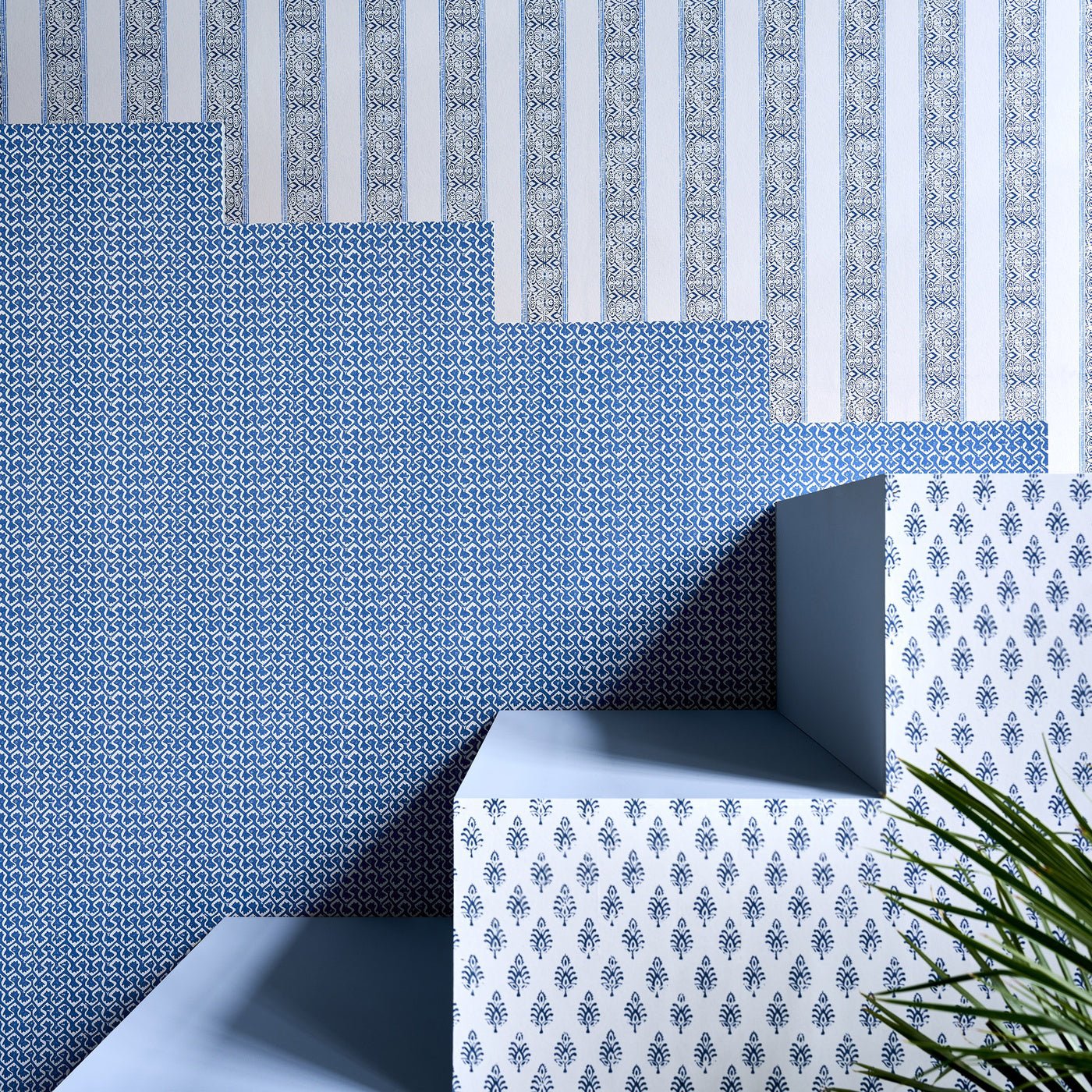 Kalamkari Wallpaper - Cobalt - Clarke & Clarke - W0237/02 - Premier Wallcovering