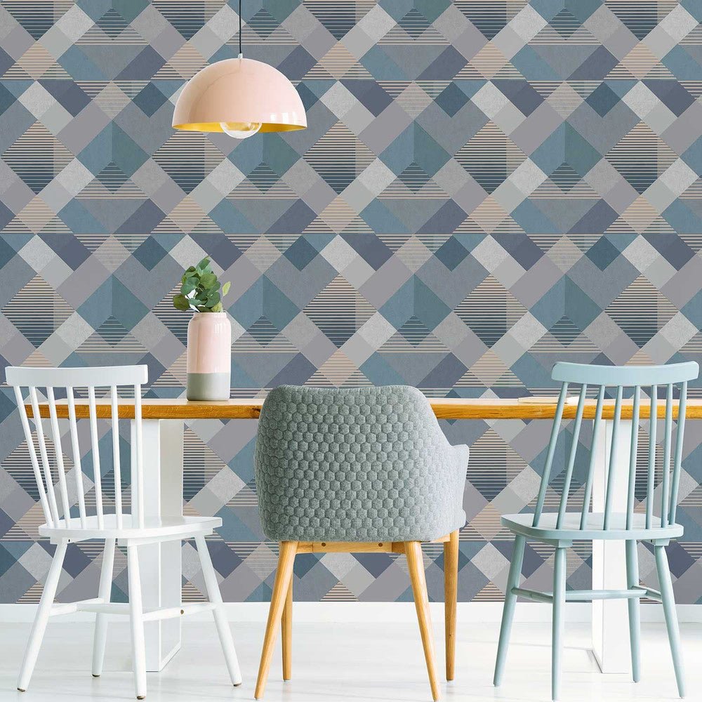 Kaleidoscope Wallpaper - Denim - Superfresco Easy - 118707 - Premier Wallcovering