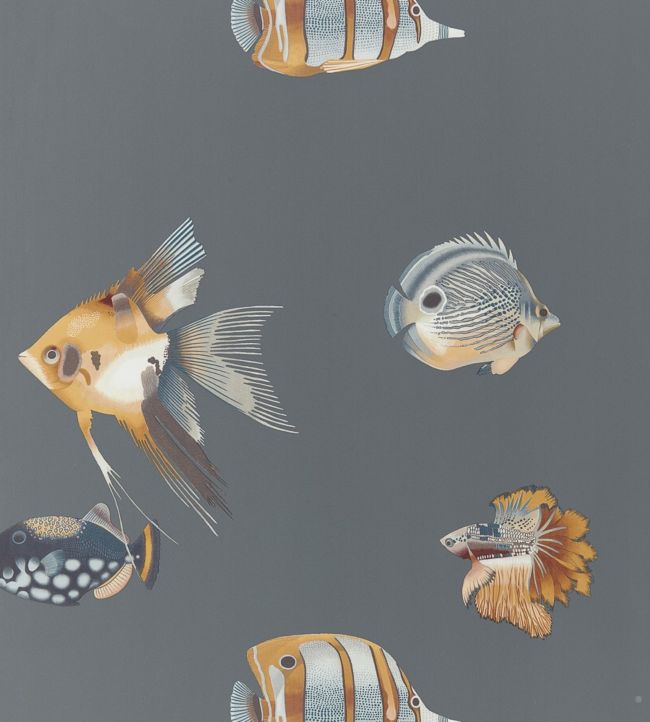 Kamanu Wallpaper - Amber/Slate - HANZ111648 - Harlequin - Premier Wallcovering
