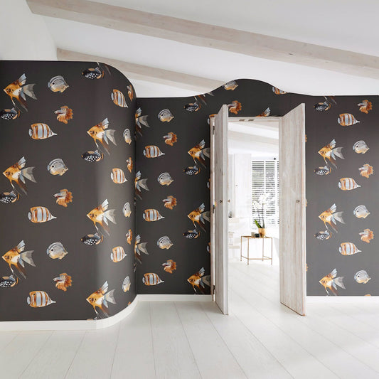 Kamanu Wallpaper - Graphite/Mustard - HANZ111646 - Harlequin - Premier Wallcovering