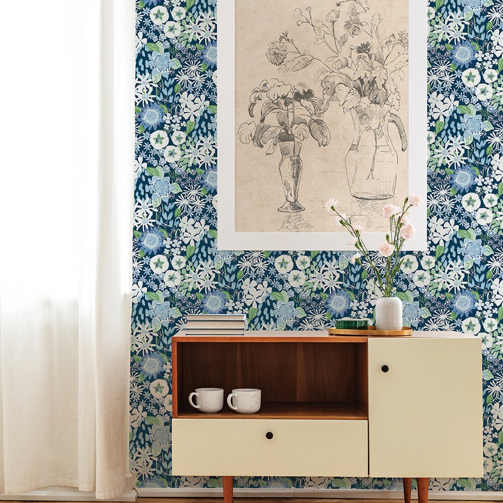 Karina Wallpaper - Blue - A Street Prints - FD26524 - Premier Wallcovering