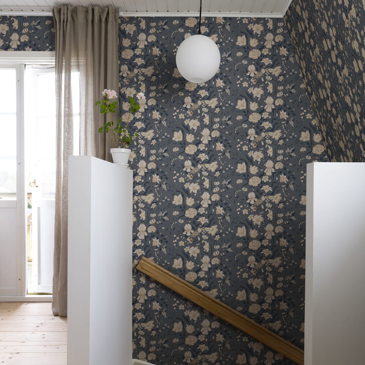 Karins bukett Wallpaper - Indigo - Sandberg - S10163 - Premier Wallcovering