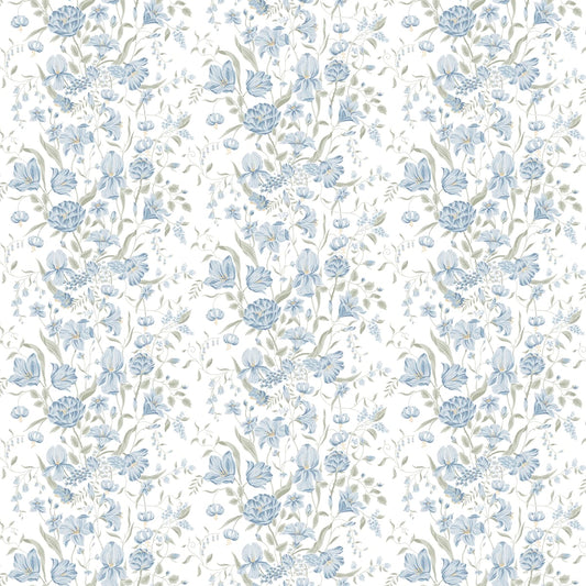 Karins bukett Wallpaper - Sky Blue - Sandberg - S10162 - Premier Wallcovering