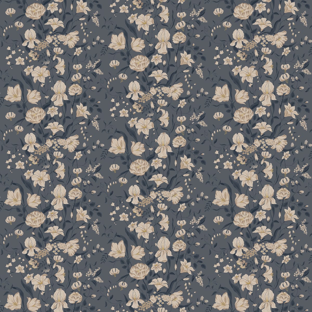 Karins bukett Wallpaper - Indigo - Sandberg - S10163 - Premier Wallcovering