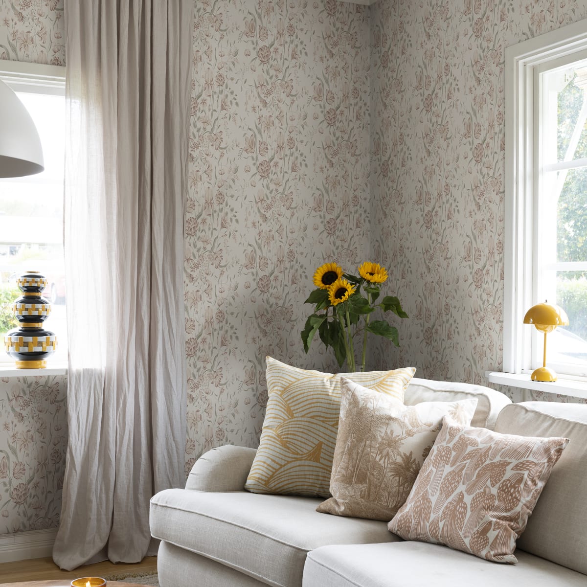 Karins bukett Wallpaper - Powder Pink - Sandberg - S10164 - Premier Wallcovering