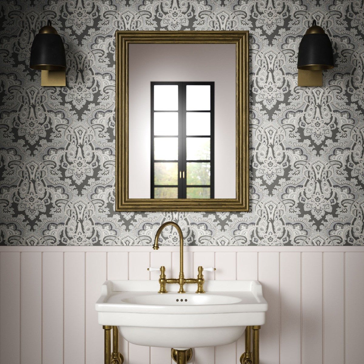 Kashmir Wallpaper - Charcoal - Warner House - Premier Wallcovering