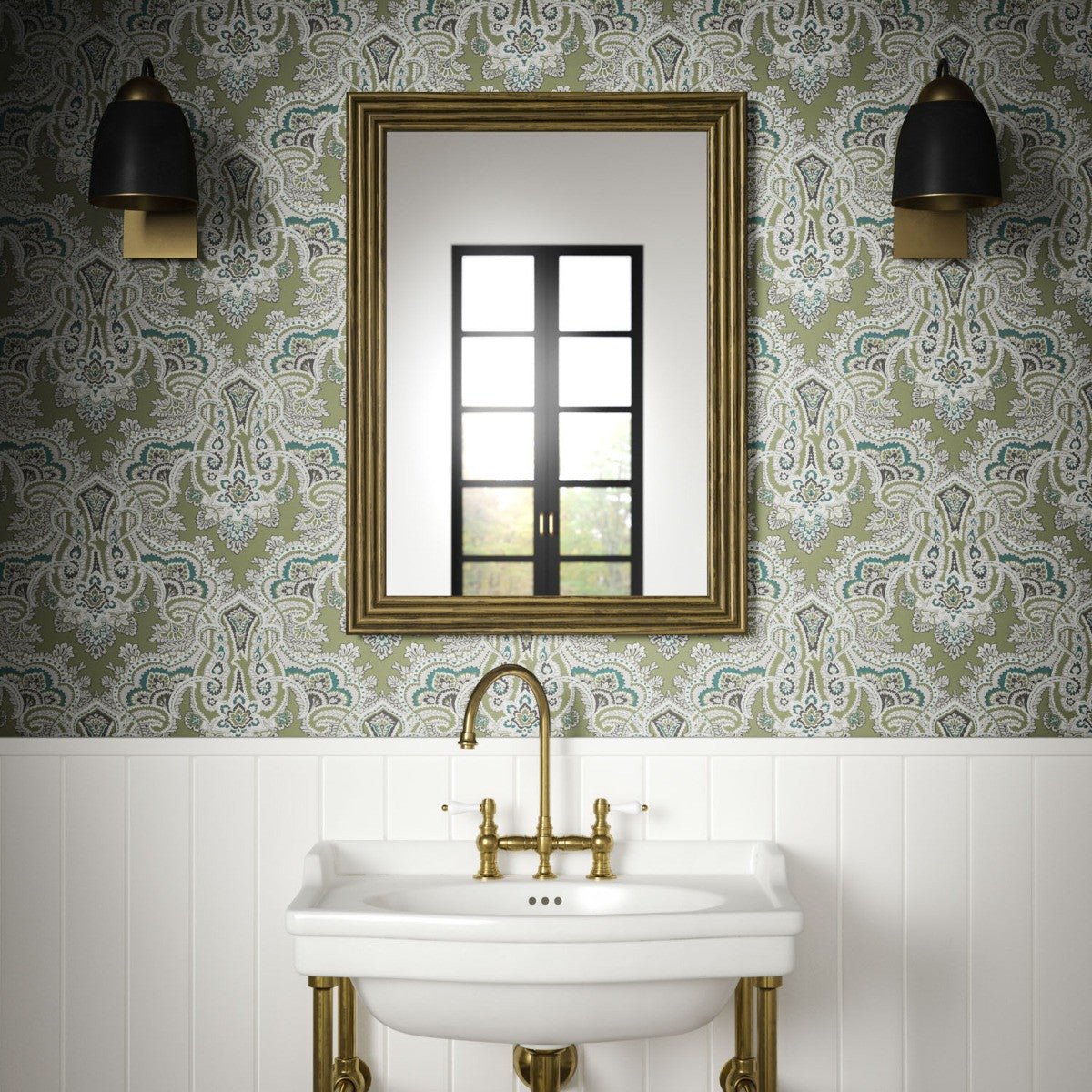 Kashmir Wallpaper - Olive - Warner House - Premier Wallcovering