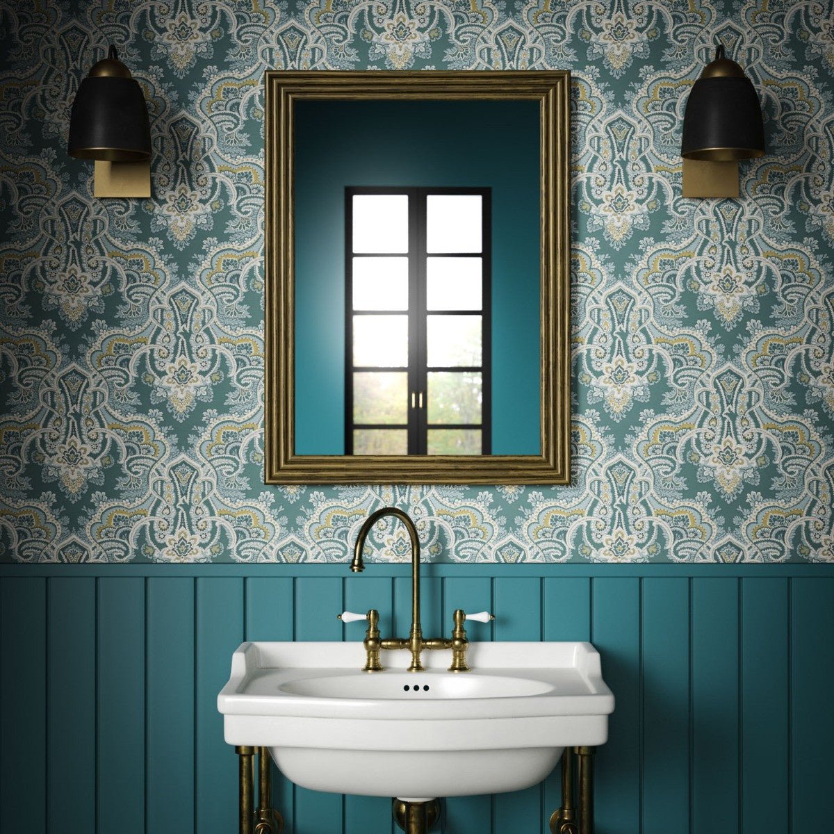 Kashmir Wallpaper - Teal - Warner House - Premier Wallcovering