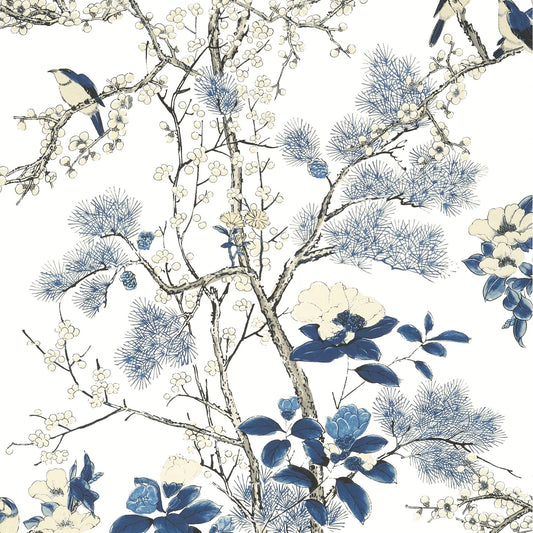 Katsura Wallpaper - Blue & White - Thibaut - T13619 - Premier Wallcovering