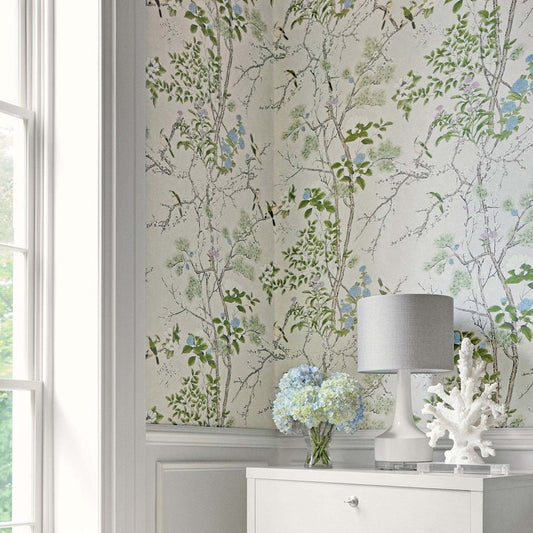Katsura Wallpaper - Blue & White - Thibaut - T13619 - Premier Wallcovering