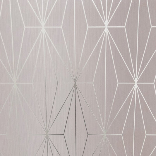 Kayla Geometric Gold Foil Metallic Wallpaper - Blush/Silver - Muriva - 703012 - Premier Wallcovering