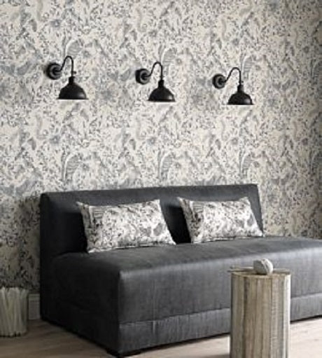 Kayyam Wallpaper - Stone/Black - Osborne & Little - W6495-03 - Premier Wallcovering