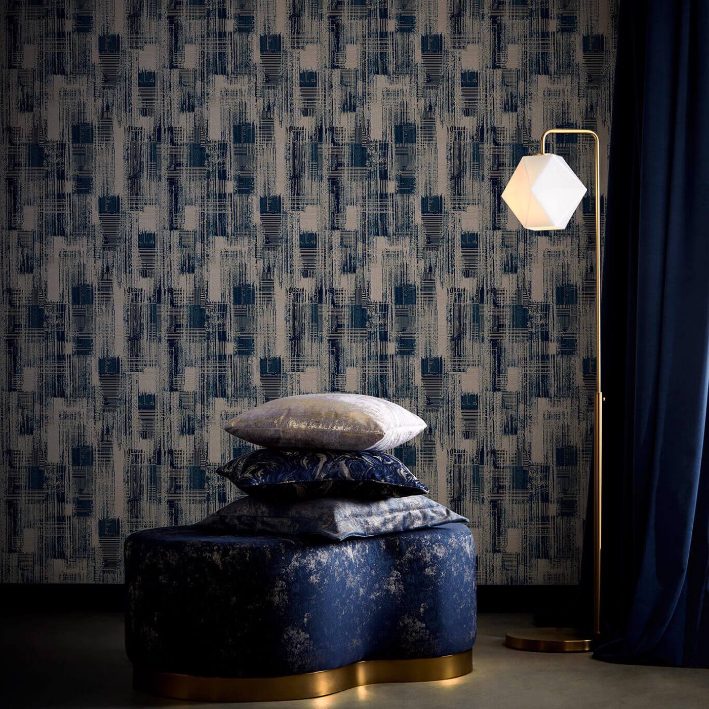 Kazimir Wallpaper - Ink - Clarke & Clarke - W0225/02 - Premier Wallcovering