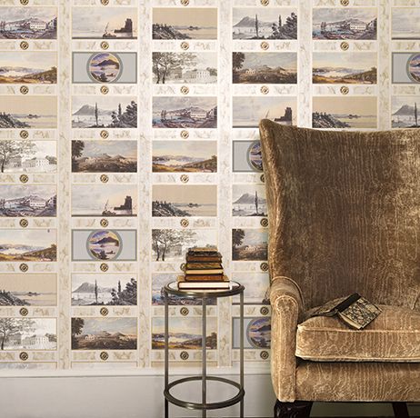 Keightley's Folio Wallpaper - Multi / Grey - Nina Campbell - NCW4200-02 - Premier Wallcovering
