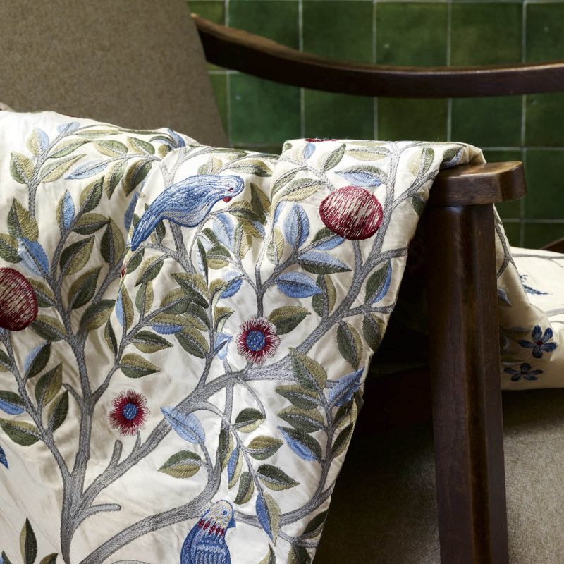 Kelmscott Tree Embroidery Fabric - Russet/Forest - Morris & Co - 230341 - Premier Wallcovering