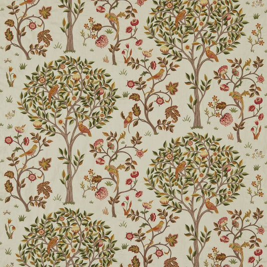 Kelmscott Tree Embroidery Fabric - Russet/Forest - Morris & Co - 230341 - Premier Wallcovering