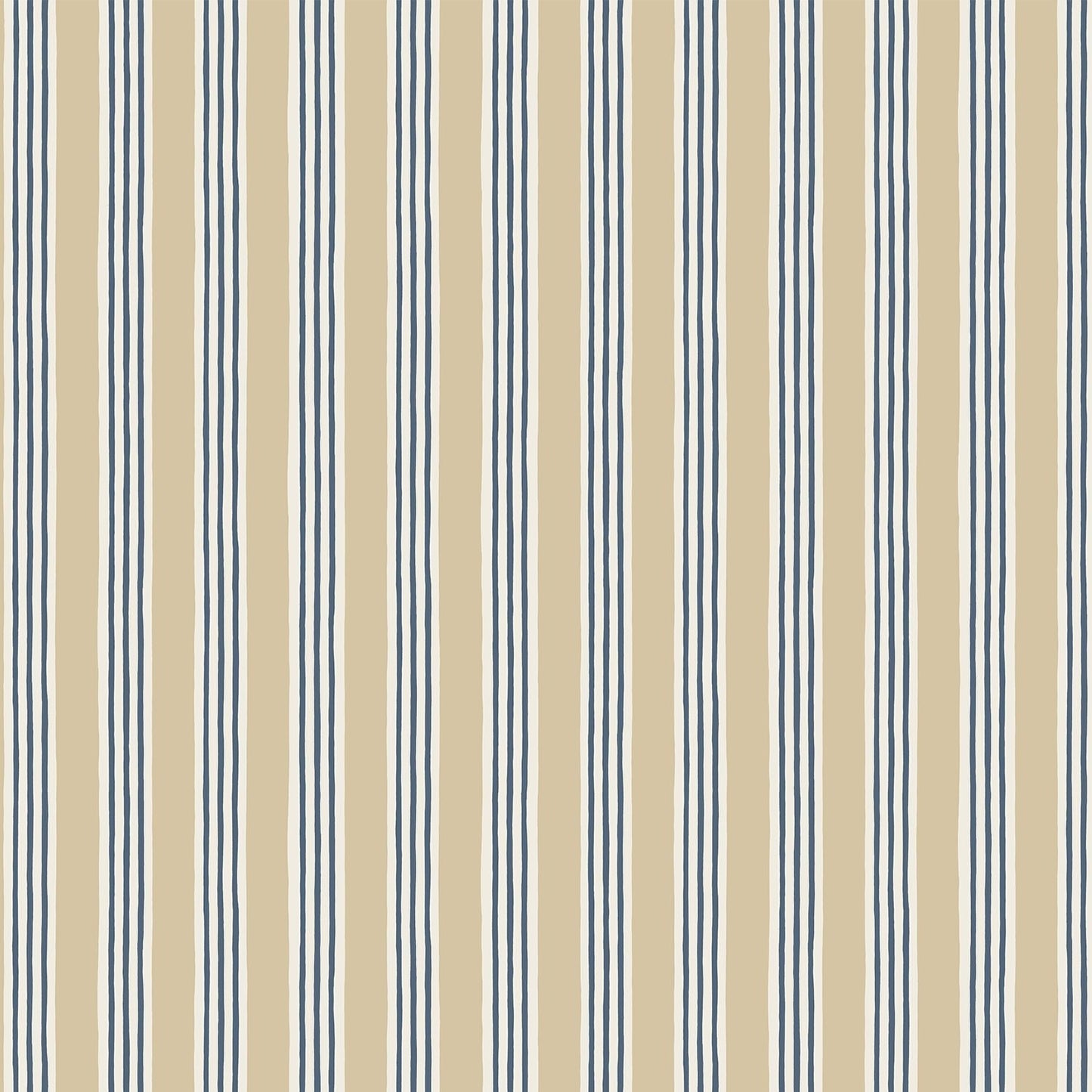 Kemble Stripe Wallpaper - Chute Blue, Shell and Cliffwell Stone - Josephine Munsey - KEM-061-057-015 - Premier Wallcovering