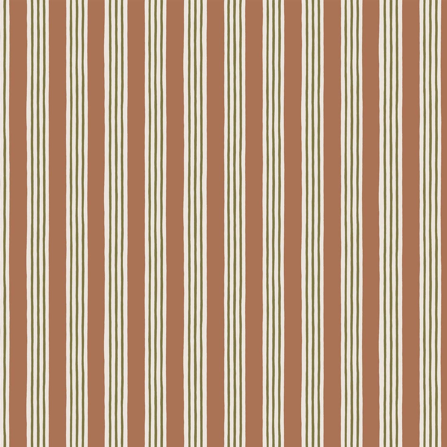 Kemble Stripe Wallpaper - Trixie, Sunday Clay and Quartz - Josephine Munsey - KEM-032-055-056 - Premier Wallcovering