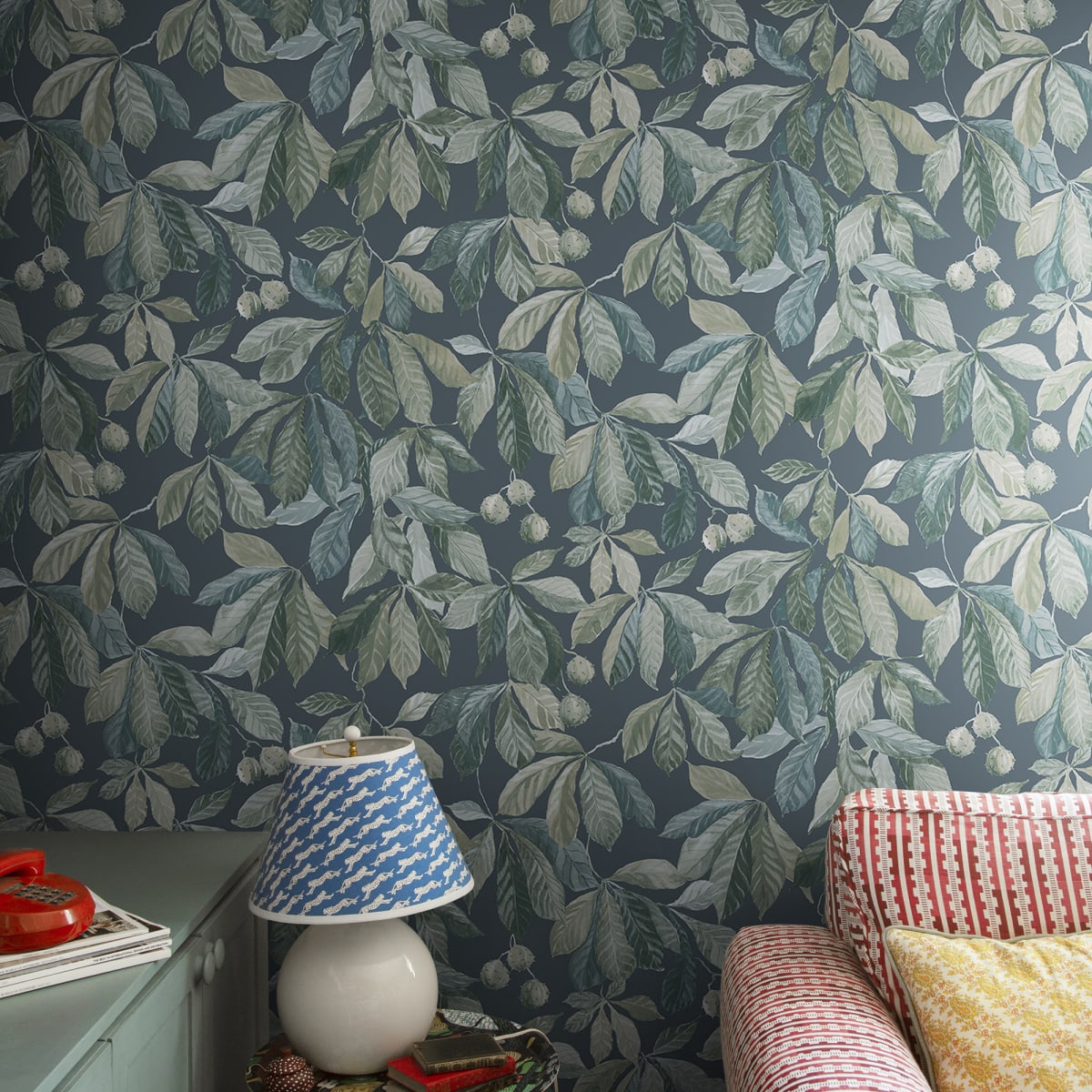 Kersti Wallpaper - Indigo - Sandberg - S10146 - Premier Wallcovering
