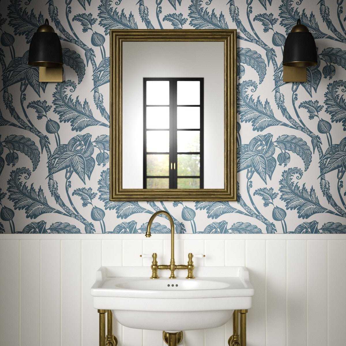 Kew Wallpaper - Teal - Warner House - Premier Wallcovering