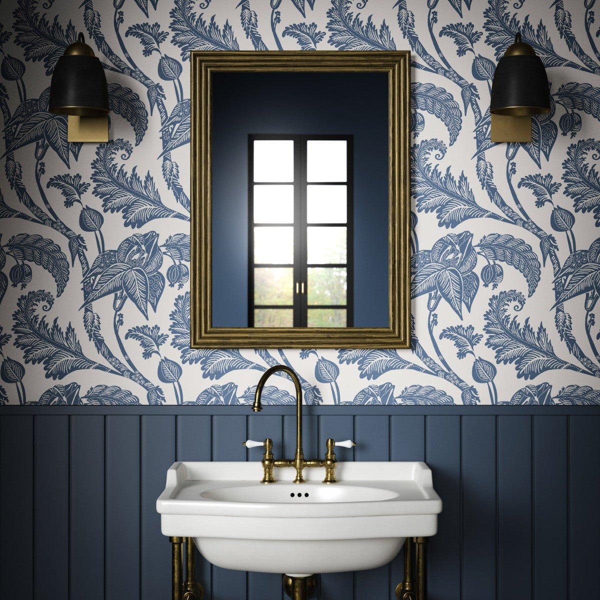 Kew Wallpaper - Navy - Warner House - Premier Wallcovering