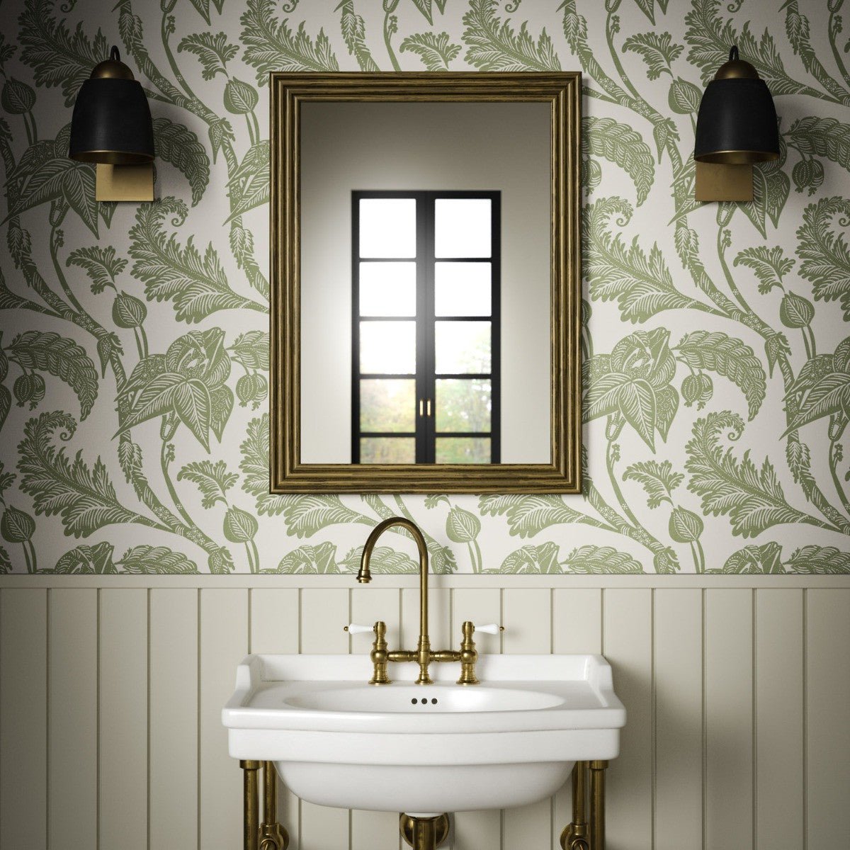 Kew Wallpaper - Olive - Warner House - Premier Wallcovering