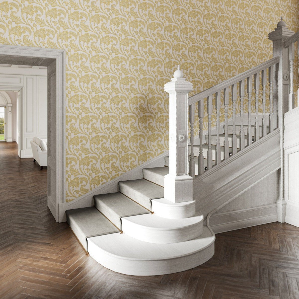 Kew Wallpaper - Ochre - Warner House - Premier Wallcovering