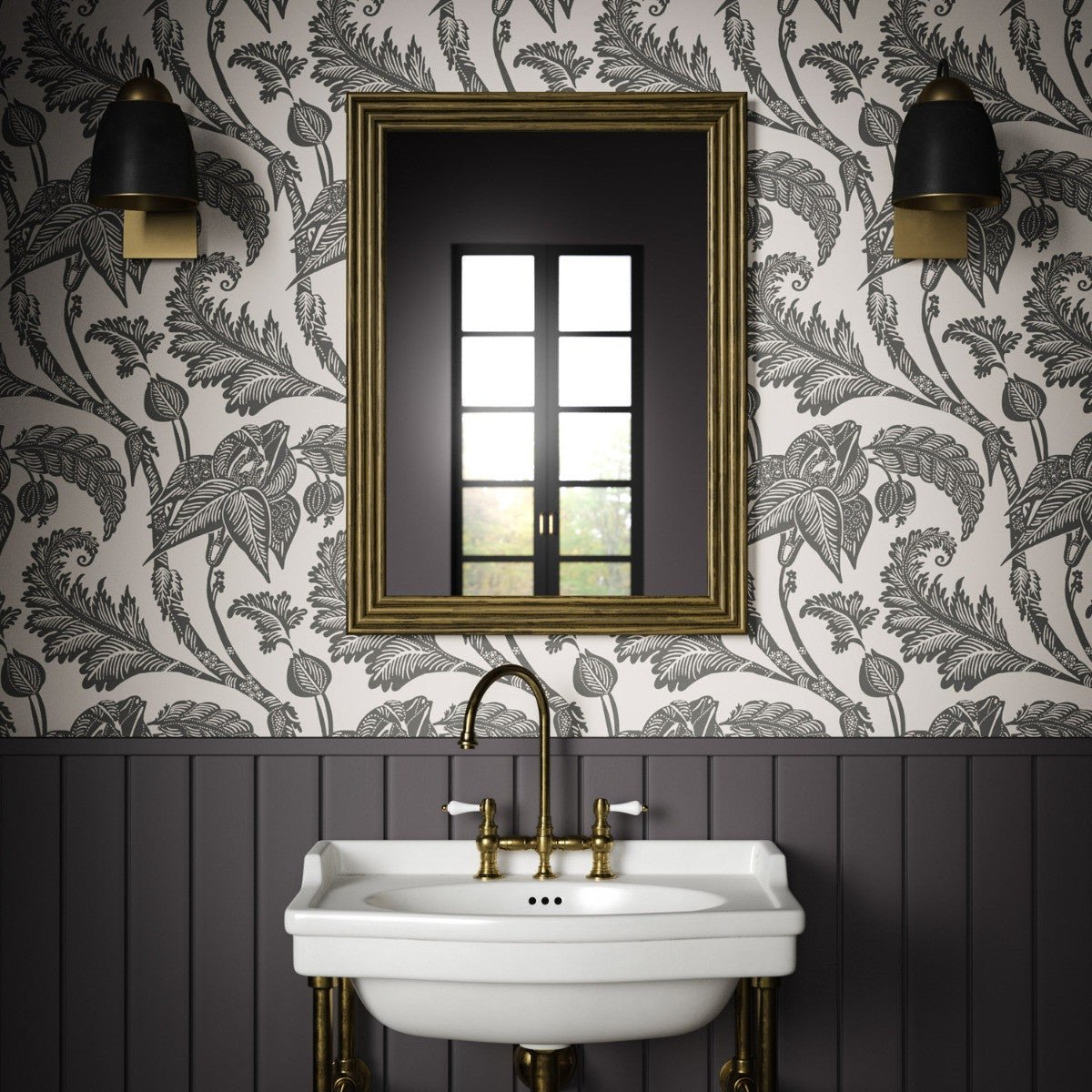Kew Wallpaper - Charcoal - Warner House - Premier Wallcovering