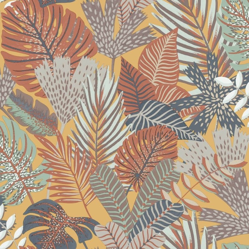 Khasi Jungle Wallpaper - Ochre Multi - Muriva - M36902 - Premier Wallcovering