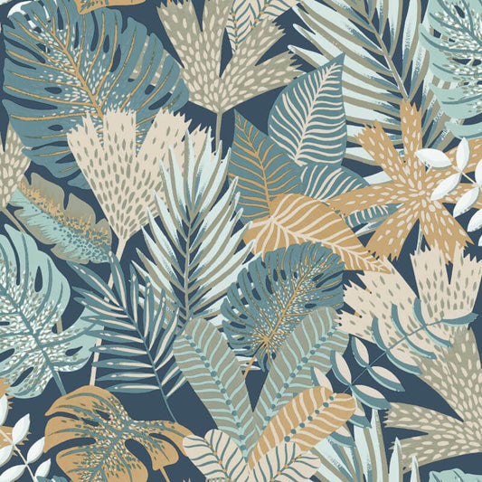 Khasi Jungle Wallpaper - Blue Multi - Muriva - M36901 - Premier Wallcovering