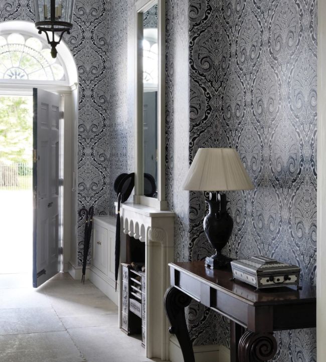 Khitan Wallpaper - Silver - Nina Campbell - NCW4186-08 - Premier Wallcovering