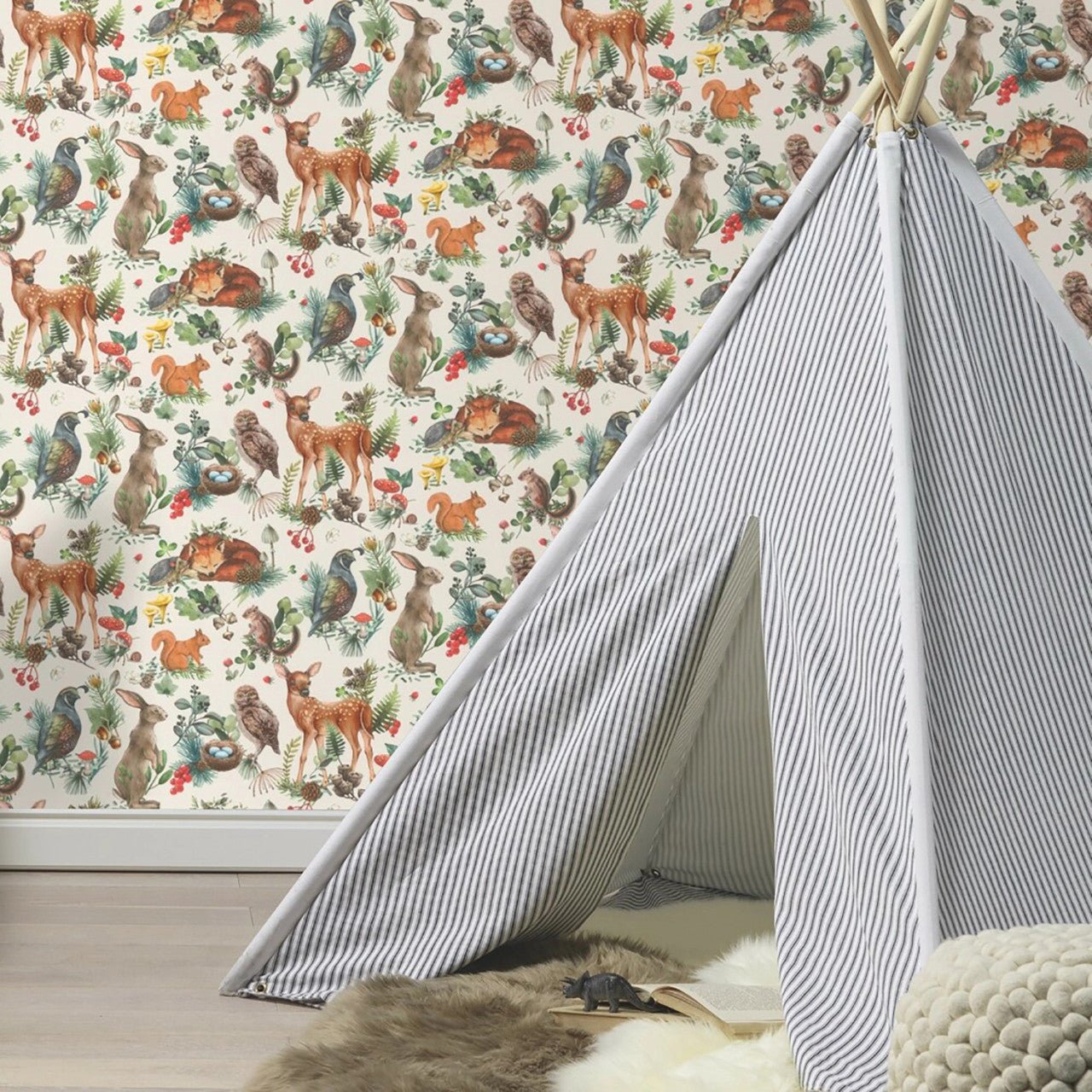 Kids World Forest Walk Wallpaper - Neutral Multi - Rasch - 300321 - Premier Wallcovering