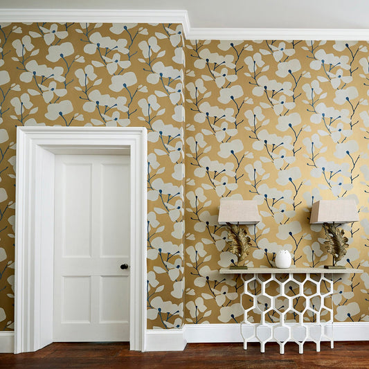 Kienze Shimmer Wallpaper - Antique Gold/Ink - HMWF111972 - Harlequin - Premier Wallcovering