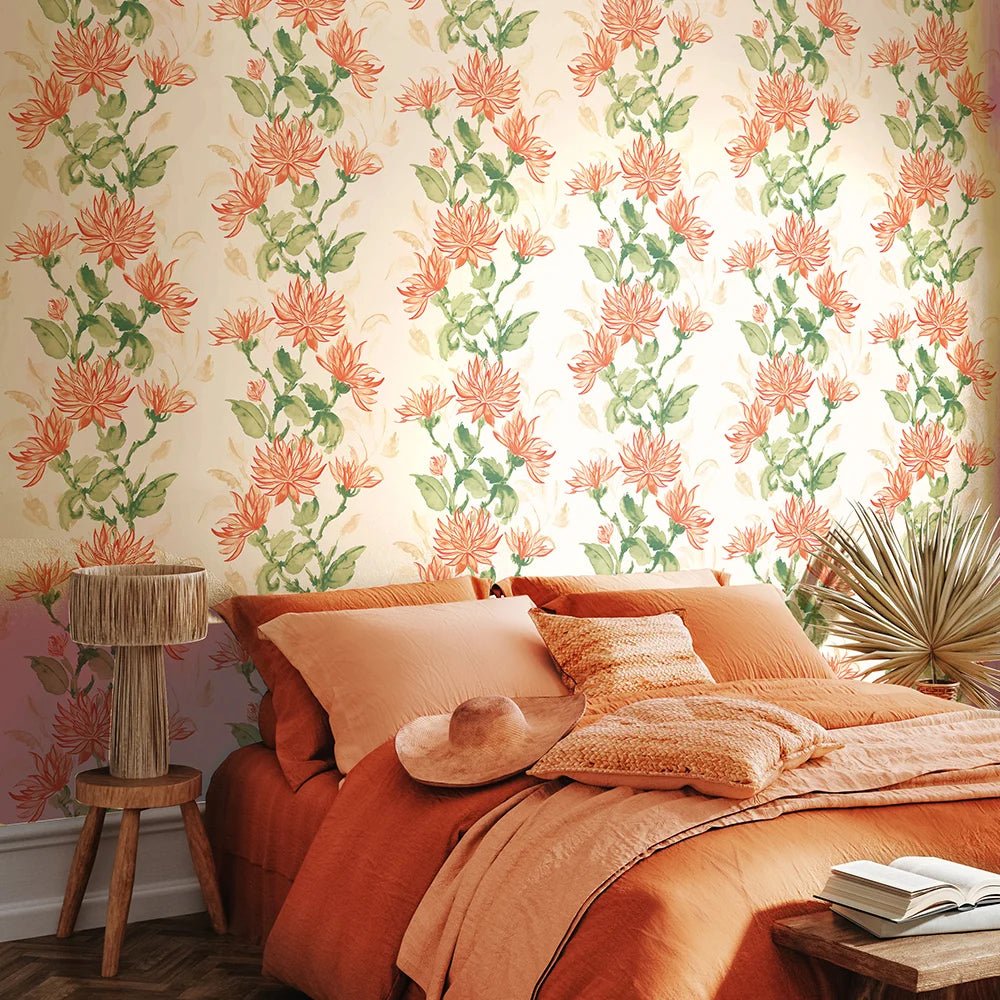 Kiku Wallpaper - Coral - Ohpopsi - HAN50129W - Premier Wallcovering