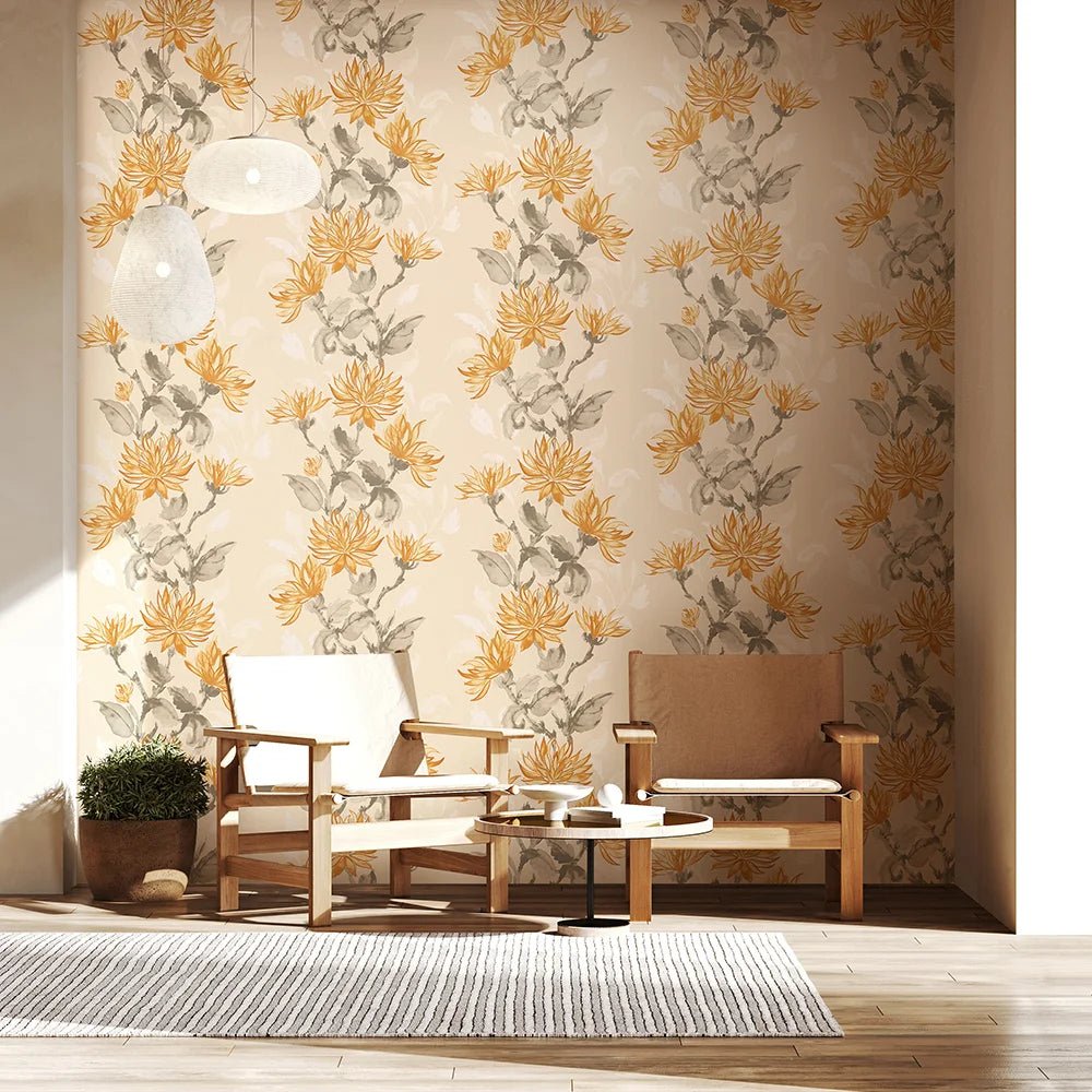 Kiku Wallpaper - Parchment - Ohpopsi - HAN50127W - Premier Wallcovering