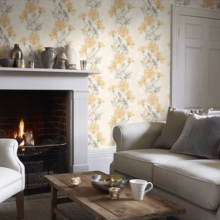 Kiku Wallpaper - Parchment - Ohpopsi - HAN50127W - Premier Wallcovering