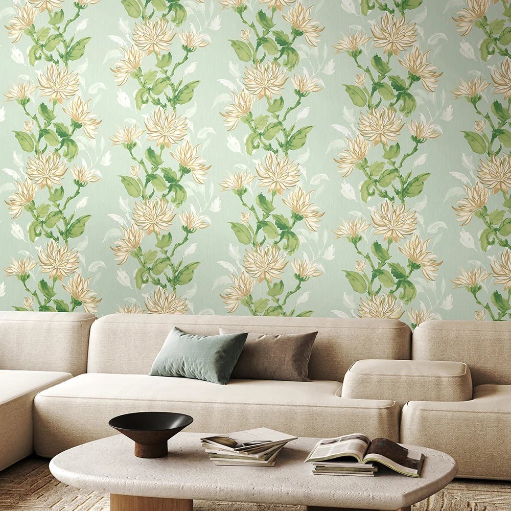 Kiku Wallpaper - Seafoam - Ohpopsi - HAN50128W - Premier Wallcovering