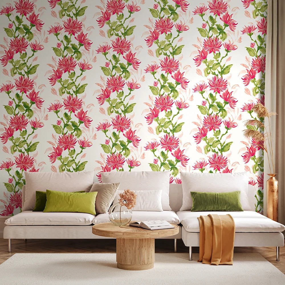 Kiku Wallpaper - Cerise - Ohpopsi - HAN50130W - Premier Wallcovering