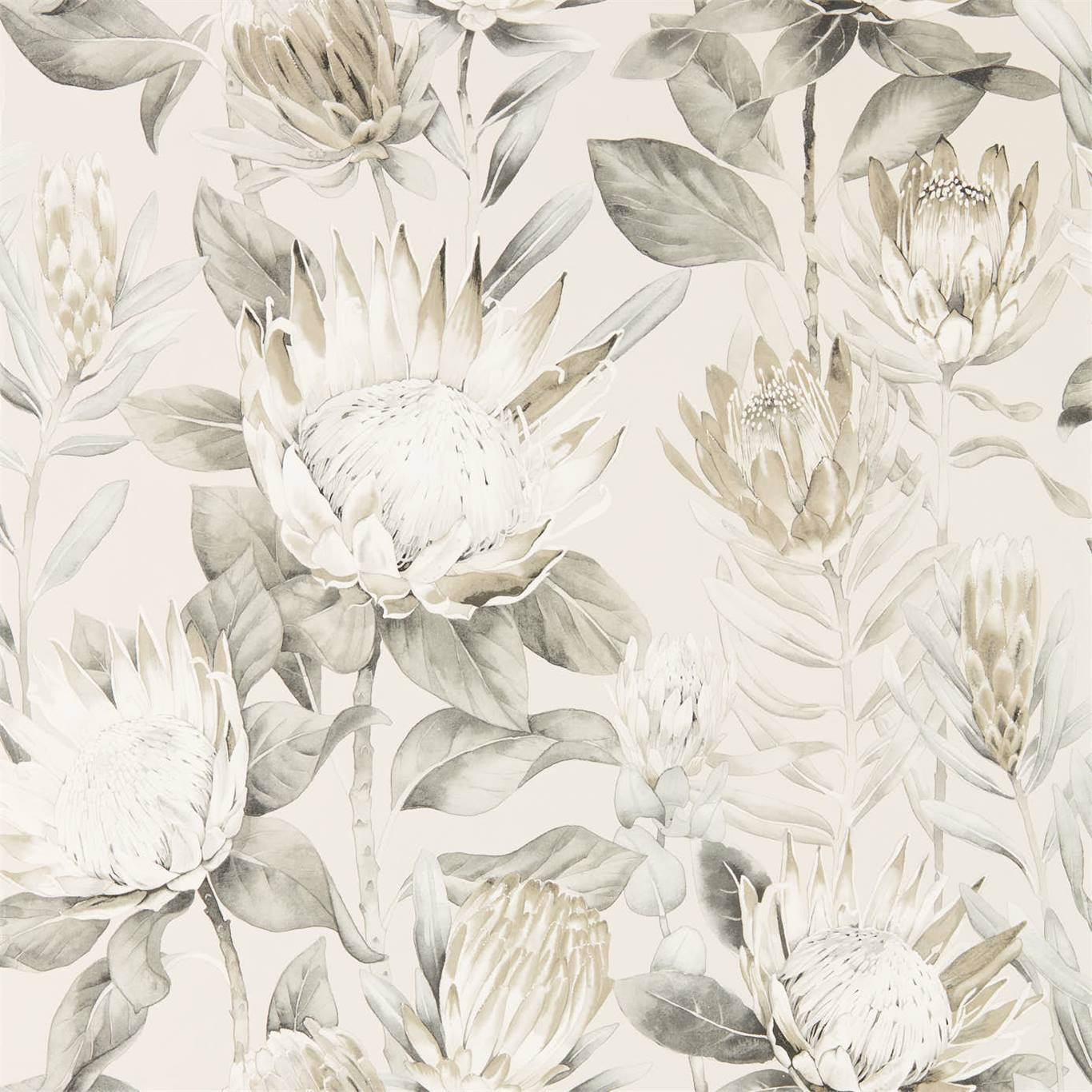 King Protea Wallpaper - Linen/Mica - Sanderson - DGLW216647 - Premier Wallcovering