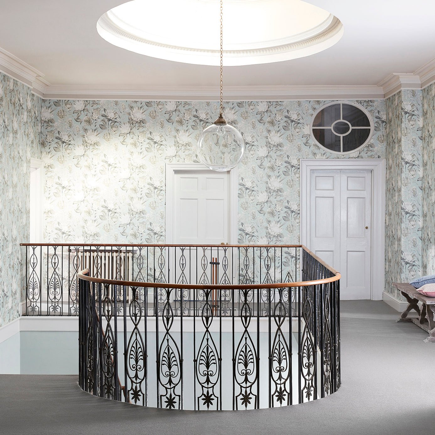 King Protea Wallpaper - Aqua/Linen - Sanderson - DGLW216645 - Premier Wallcovering