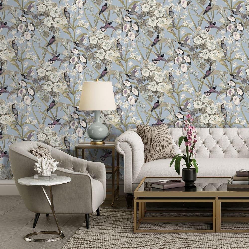 Kingsmere Wallpaper - Blue Chalk - Timothy Wilman - TW2532 - Premier Wallcovering