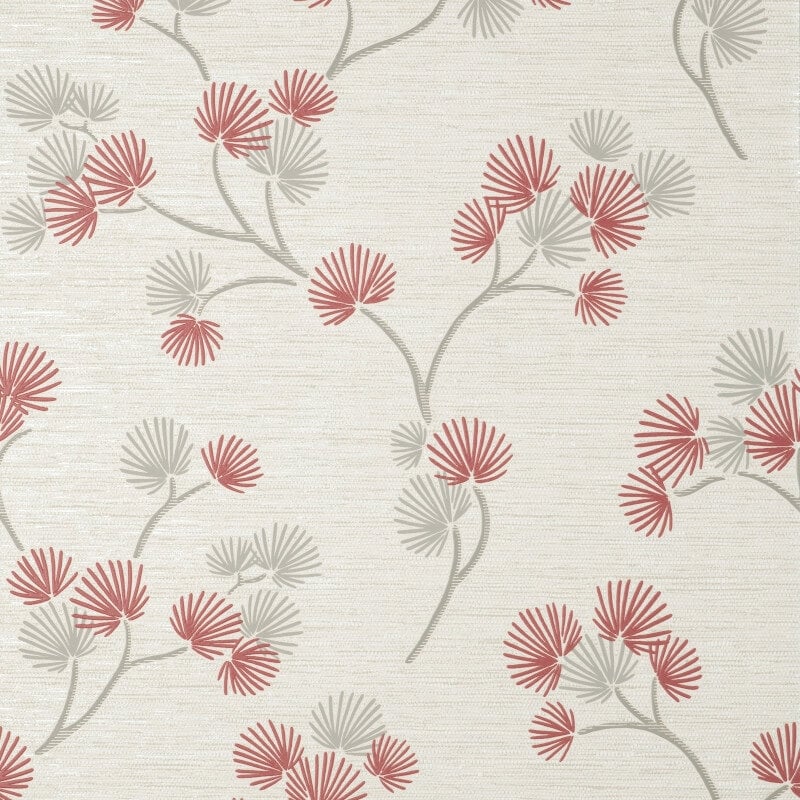 Kira Oriental Floral Tree Metallic Wallpaper - Red/Grey - Fine Décor - FD43311 - Premier Wallcovering