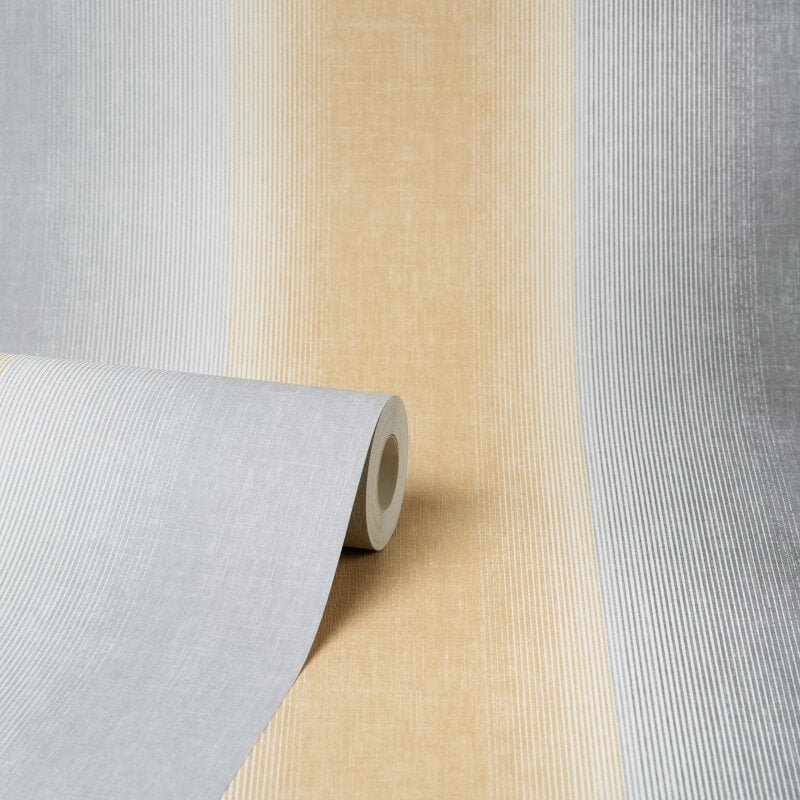 Kirby Ombre Stripe Wallpaper - Mustard/Grey - Crown - M1645 - Premier Wallcovering