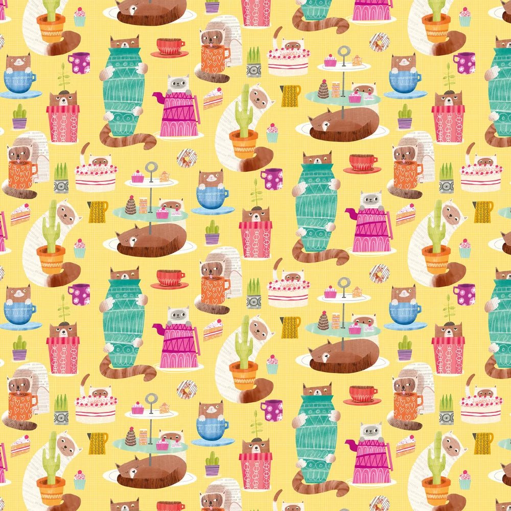 Kitten Kaboodle Wallpaper - Dandelion - Ohpopsi - WGU50113W - Premier Wallcovering