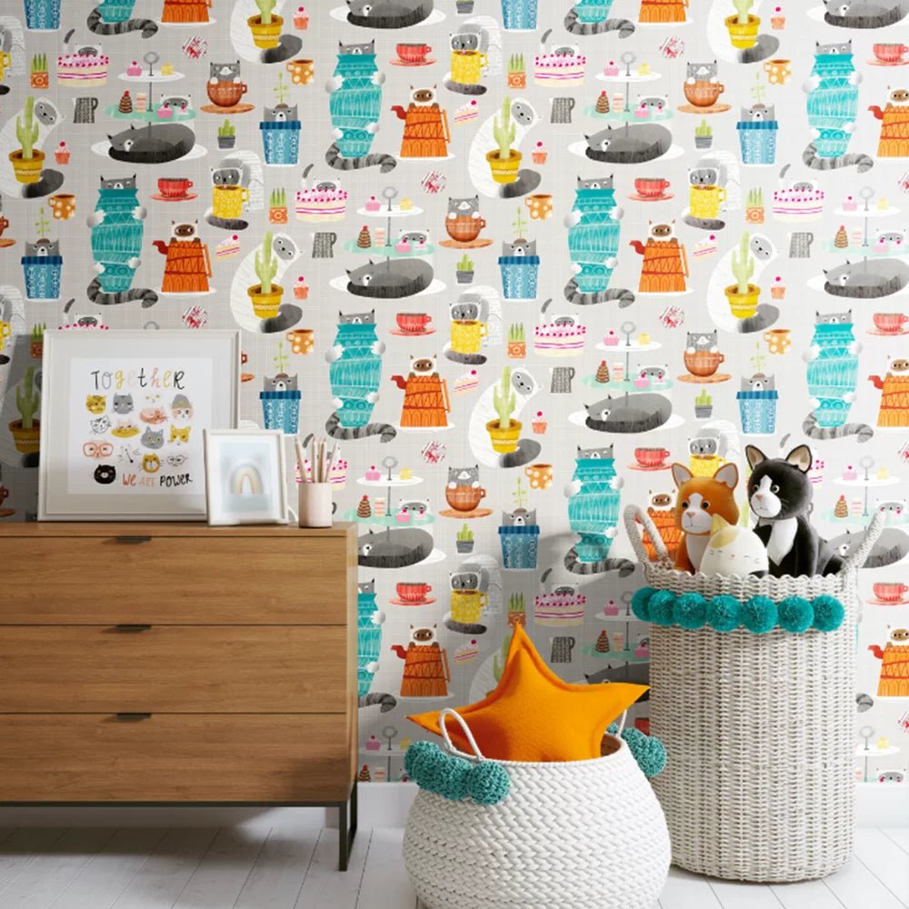 Kitten Kaboodle Wallpaper - Peanut Butter - Ohpopsi - WGU50112W - Premier Wallcovering