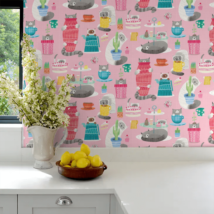 Kitten Kaboodle Wallpaper - Bubblegum - Ohpopsi - WGU50109W - Premier Wallcovering