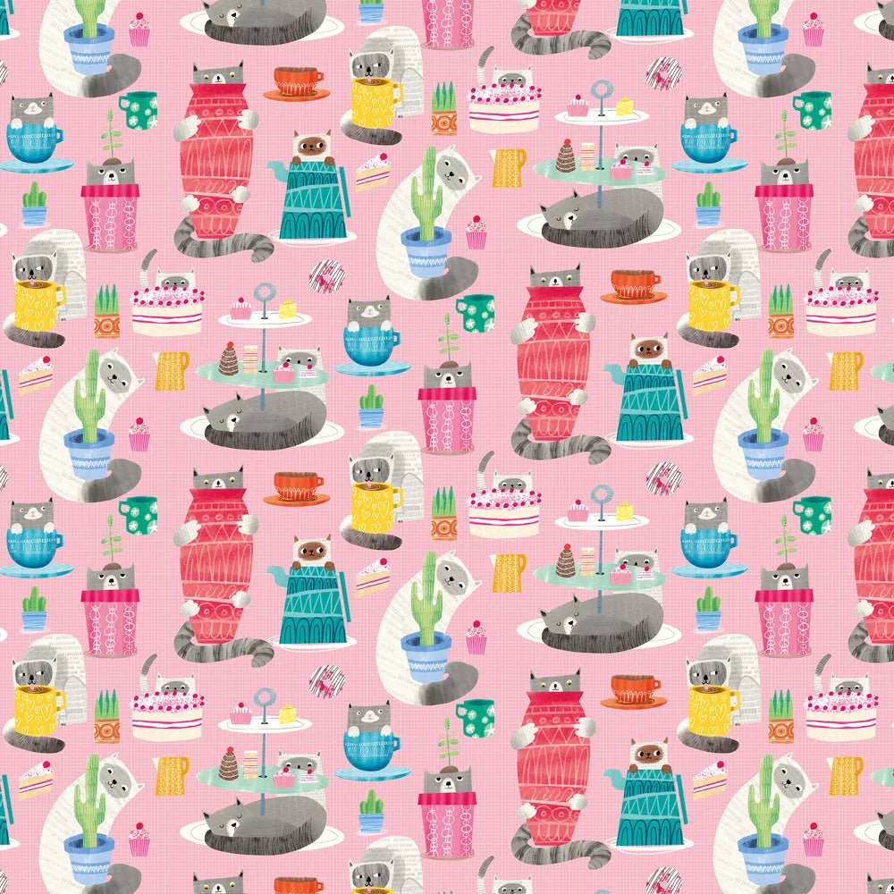 Kitten Kaboodle Wallpaper - Bubblegum - Ohpopsi - WGU50109W - Premier Wallcovering
