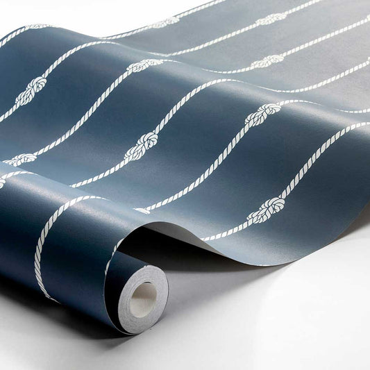 Knot Stripe Wallpaper - Dark Blue - Boråstapeter - 8858 - Premier Wallcovering