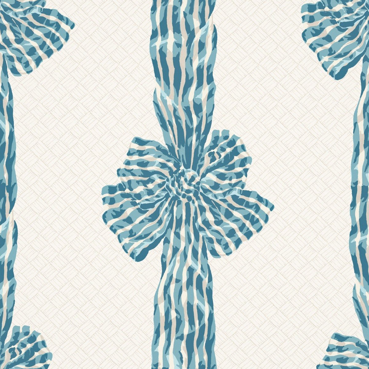 Knotted Sash Wallpaper - Aqua - Warner House - Premier Wallcovering