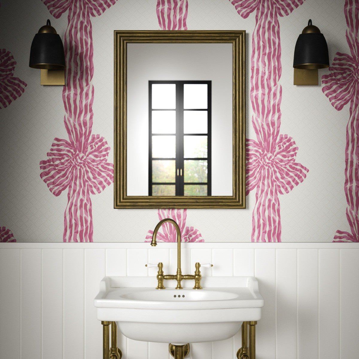 Knotted Sash Wallpaper - Pink - Warner House - Premier Wallcovering